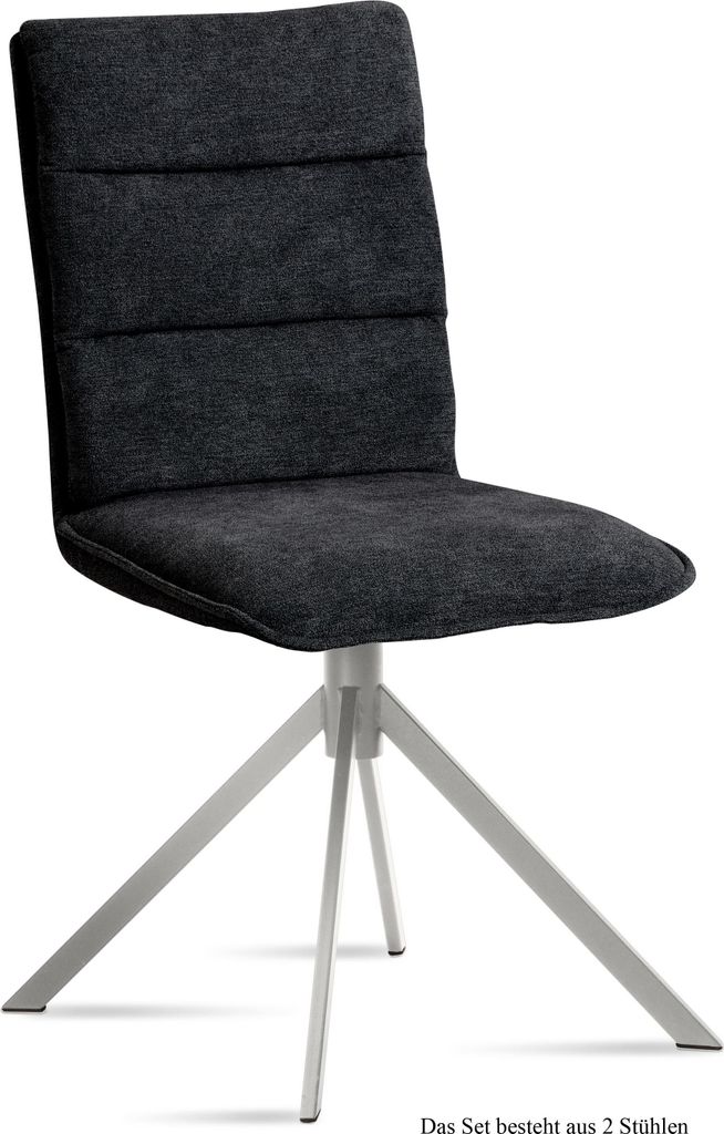 Esszimmerstuhl (2er-Set) Dorota 47x92x60 Edelstahl/Anthrazit