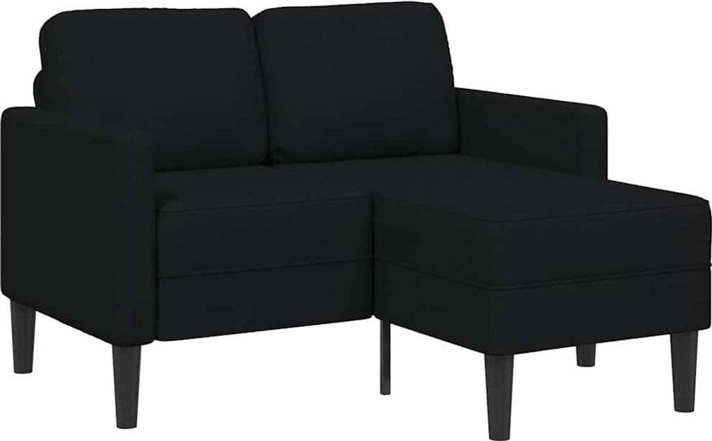 2-Sitzer-Sofa mit Chaiselongue L-Form Schwarz 125 cm Stoff