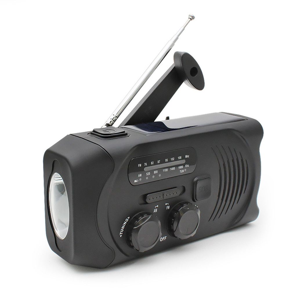 6 In1 Tragbares Kurbelradio Solarradio MP3 Player SOS Lampe für Wandern 
