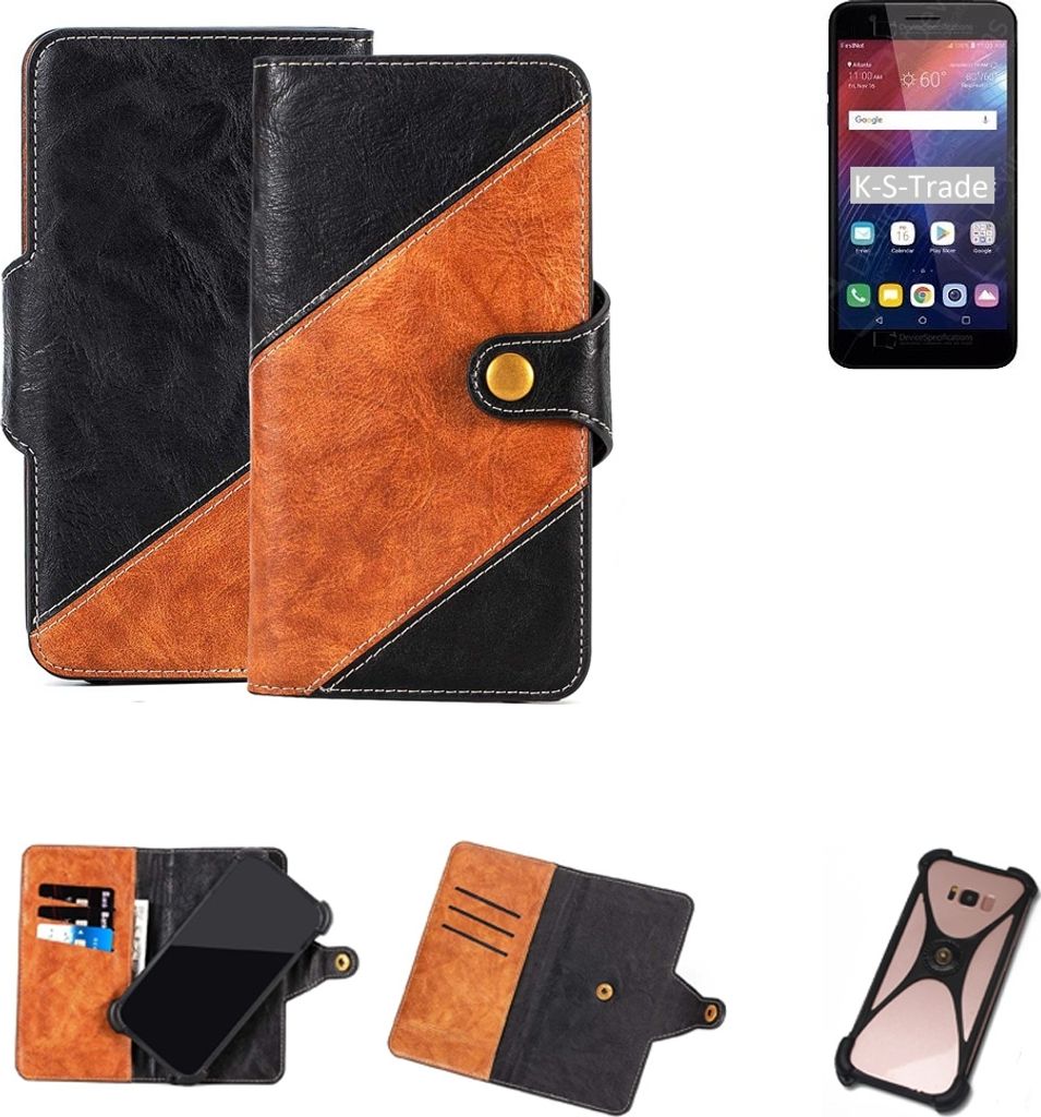 K-S-Trade Handyhülle Schutzhülle Bookstyle Case Wallet-Case kompatibel mit LG Electronics Phoenix Plus Handy Cover Bumper Klapphülle schwarz