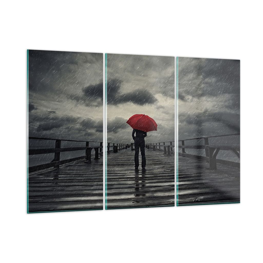Bilder auf glas - Meer Brücke Sturm - 105x70cm - Glasbilder - Wandbilder - Kunstdruck - zum Aufhängen bereit - Wanddekoration aus Glas - Glas Bil...