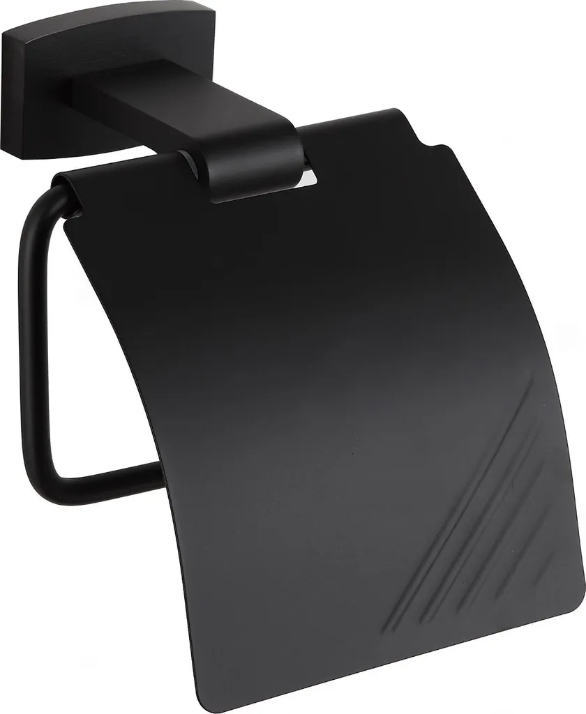 Dérouleur de papier toilette mural Zoja noir mat pour la douche