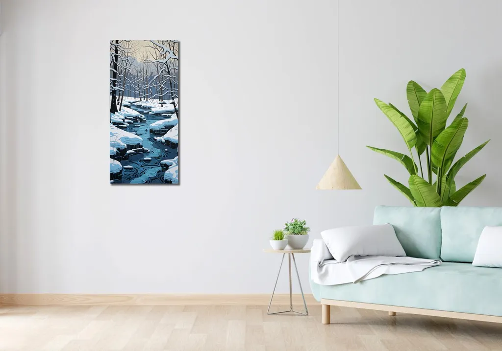Quadro Paesaggio Invernale Fiume 40x90 - Regalo Ideale Arredo Casa - 2