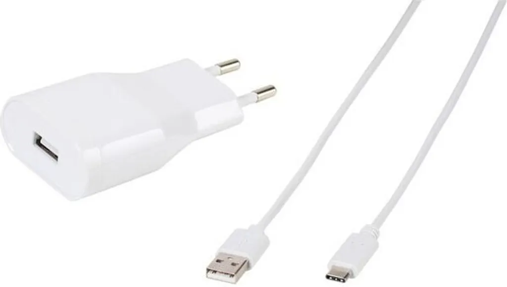 Chargeur ViVanco Fast USB blanc avec câble de 1,2 m pour prise secteur