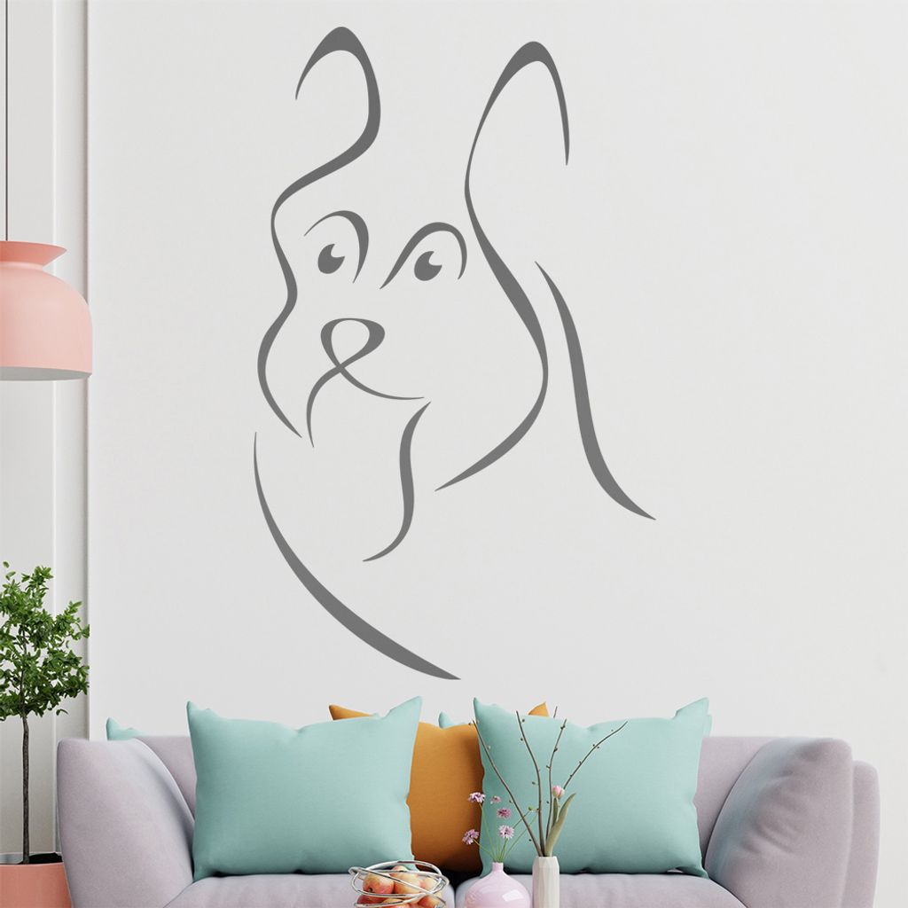 Hund Linien - Hunde Wandtattoo in 6 Größen - Wandaufkleber Wall Sticker - Dekoration, Küche, Wohnzimmer, Schlafzimmer, Badezimmer