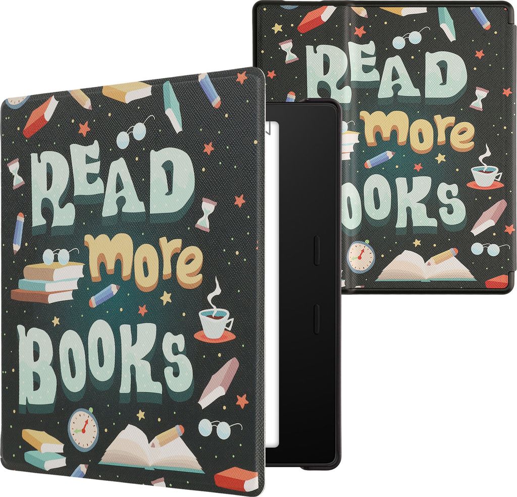 kwmobile Schutzhülle für Amazon Kindle Oasis 10. Generation Hülle - eReader Flip Case mit Auto Sleep Funktion - Lies mehr Bücher mit Blau Gelb ...