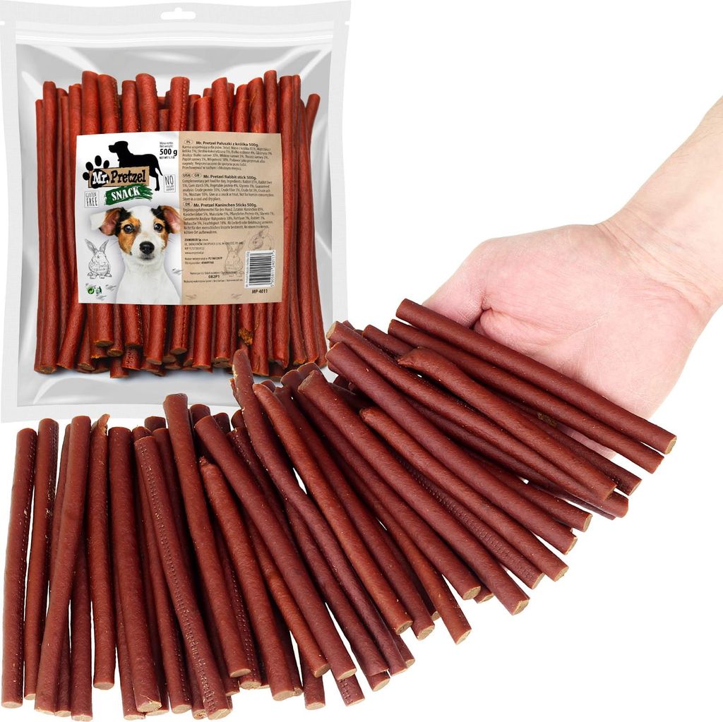 Delikatesse, Snack für Hunde Weiche Kaninchensticks (90%) Mr. Pretzel 500g