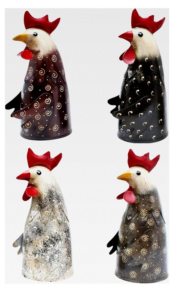 Metall Zaunhocker Hahn - Gartendekoration Gartenfigur Huhn, Preis für 1 Stück