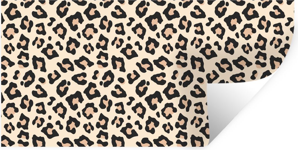 MuchoWow Wandtattoo Wandsticker Wandaufkleber Tiermuster - Leopard - Weiß 120x60 cm Selbstklebend und Repositionierbar - Sticker - Dekorfolie