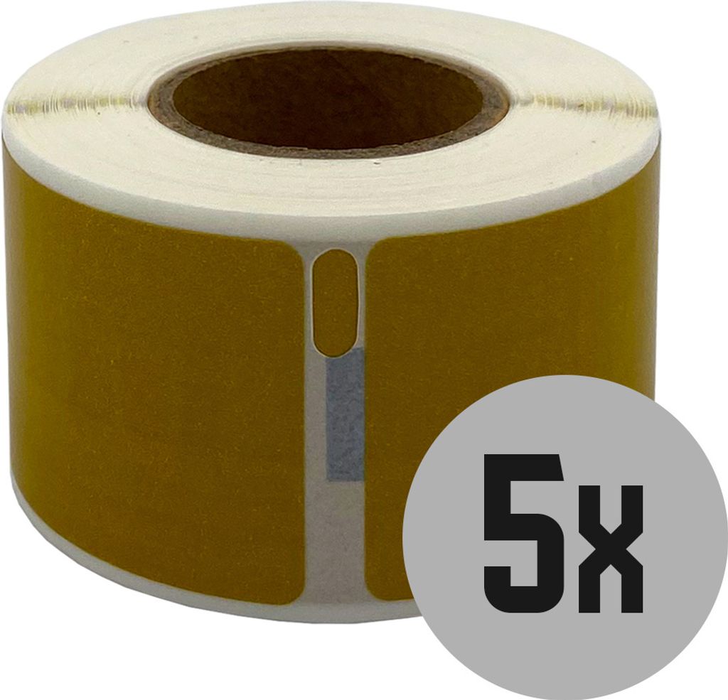 DULA Etiketten - Kompatibel mit Dymo Compatible labels - Goud - 99010 - S0722370 - Adresetiketten - 5 rollen - 28 x 89 mm - 130 labels per rol