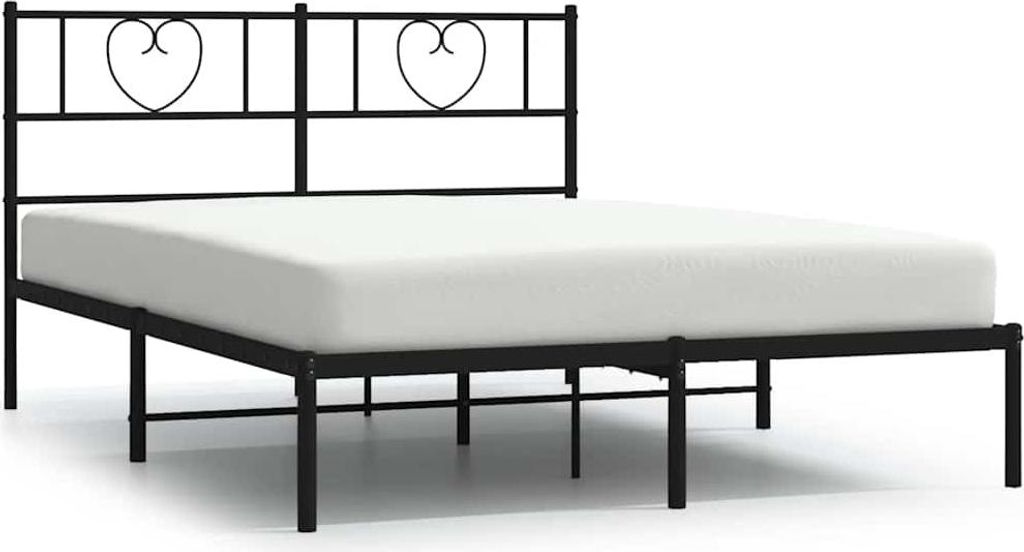 vidaXL Bettgestell mit Kopfteil Metall Schwarz 150x200 cm