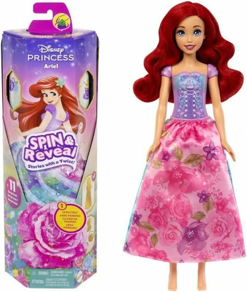 Jouet figurine d'action Disney Princess avec robe en tissu brillant