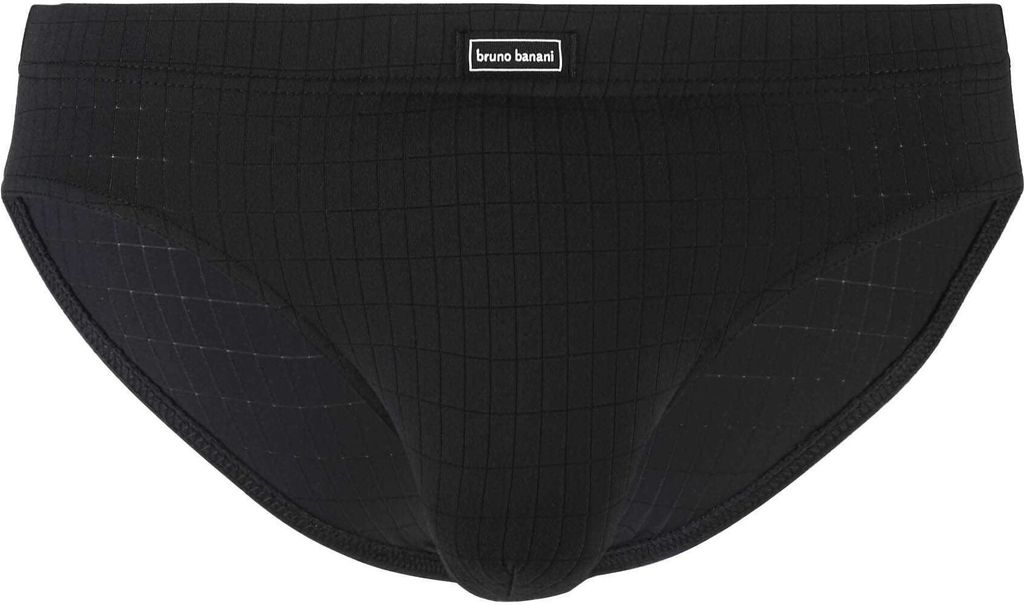 Bruno Banani Herren Slip - Check Line 2.0, Unterwäsche, Sportslip, Polyamid, Logo, Karo, einfarbig Schwarz S