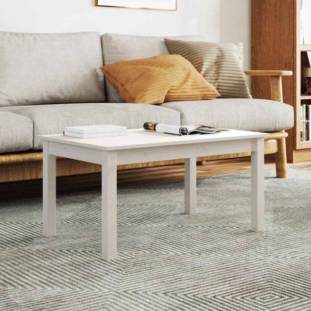 Tavolino da Salotto in Legno Bianco 80x50x40 - Stile Nordico Massello