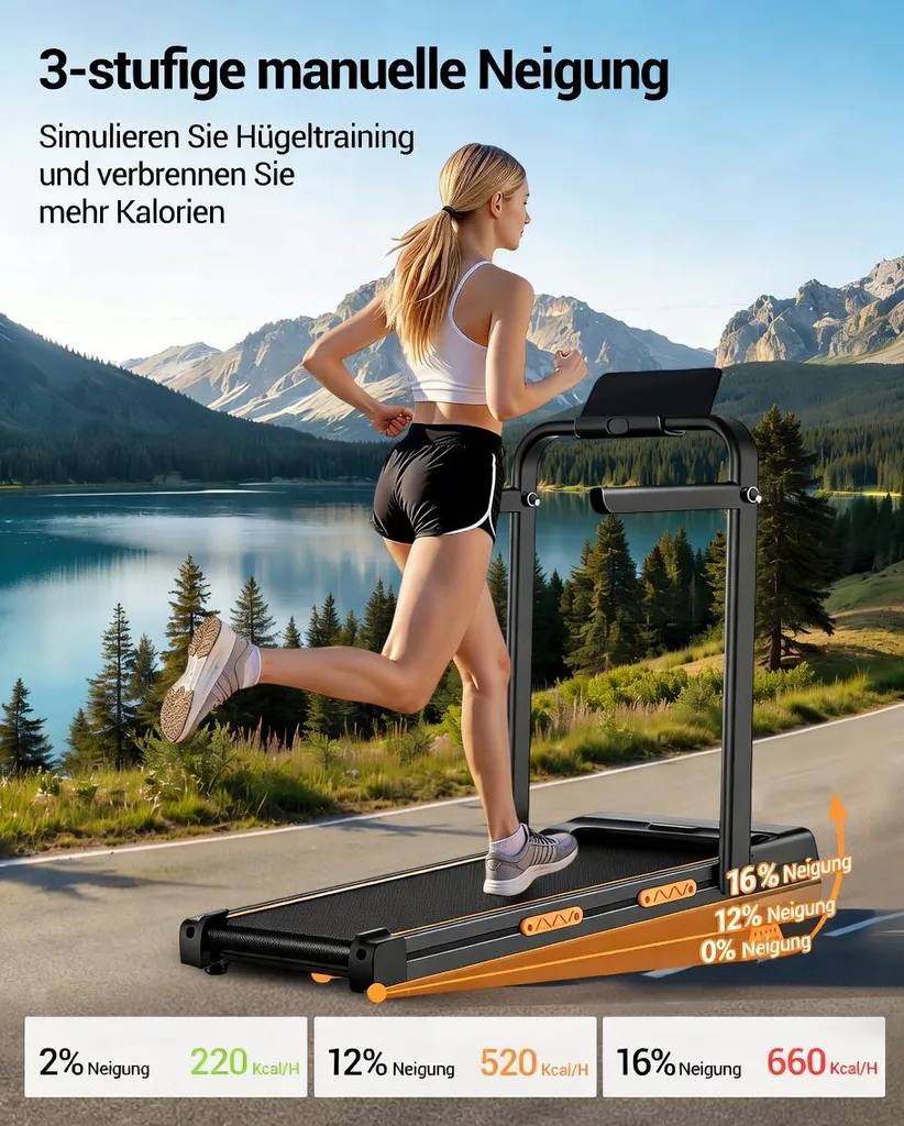 Tapis de course pliable 2,5 CV - 12 programmes et 150 kg de charge - 2