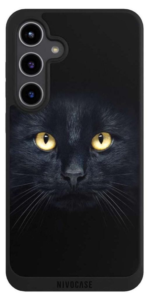 NIVOCASE Handyhülle für Samsung Galaxy S24+ Hülle NIVOpure Case Schwarz Auge Katze schwarz