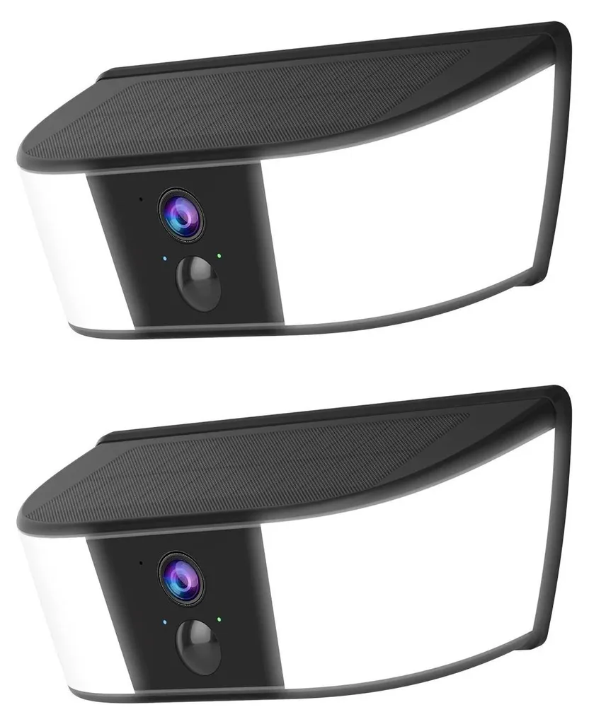 Caméra de sécurité vision nocturne couleur avec détection (Lot de 2)