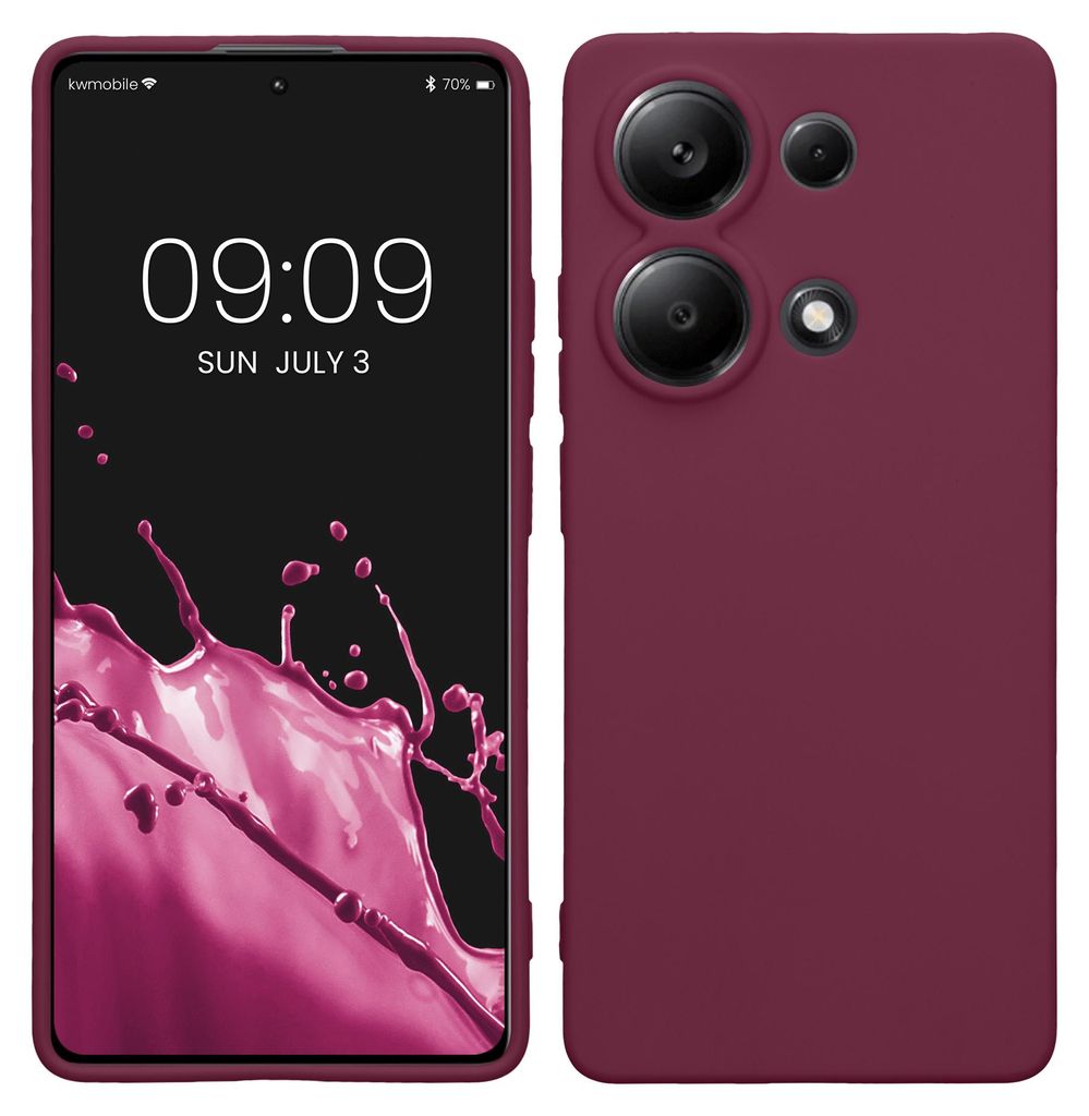 kwmobile Handyhülle für Xiaomi Redmi Note 13 Pro 4G Hülle - weiches Handy Silikon Case - Schutzhülle Cover - Bordeaux Violett