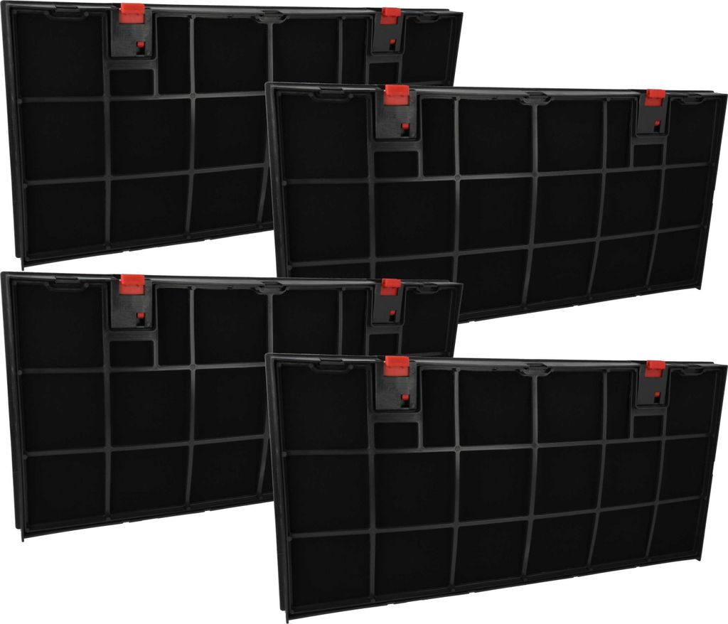 vhbw 4x Aktivkohlefilter kompatibel mit AEG 781D-BP, 781D-WP, 781D-DP, 781D-M3D, 781D-MP, 781D-W3D, 810D-W/S Dunstabzugshaube - 43 x 21,2 x 2,7 cm