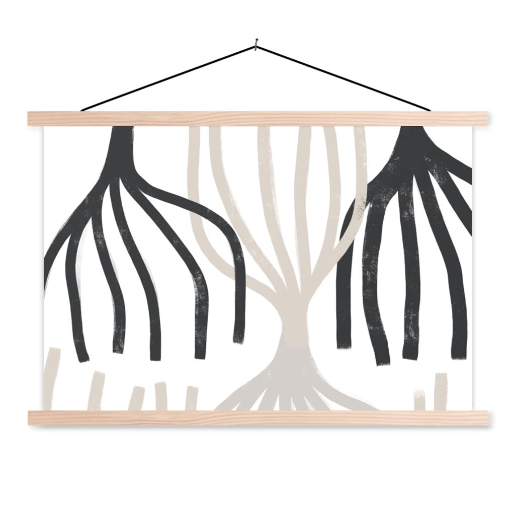 MuchoWow Textilposter Linie - Pastell - Abstrakt - Muster 60x40 cm mit holzfarbenen Rahmen - Bilder