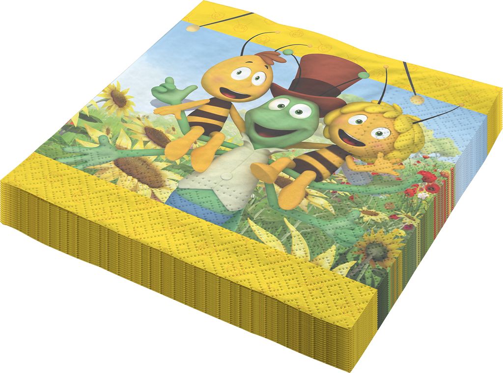 Servietten Biene Maja 33x33cm 20er 2-lagig buntes Tischdeko Produktbild 