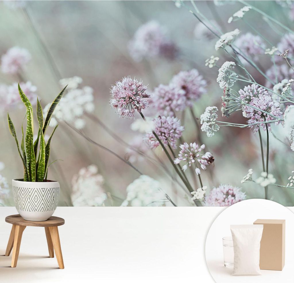 Fototapete - 208x146 cm - Tapete - Wandtapete - Wandbilder - Dekofolie - Tapete Folie - Wand - Dekoration - Wohnzimmer - Wildblumen