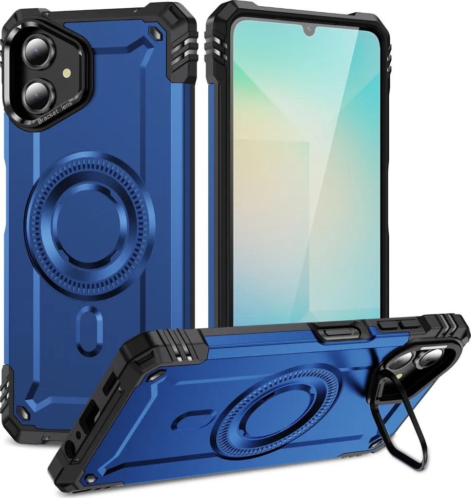 Custodia Samsung Galaxy A06 Blu Magnetica Robusta con Anello Supporto