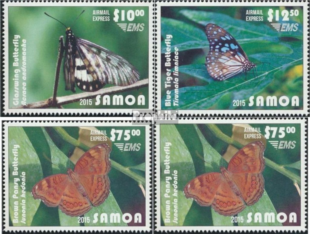 Briefmarken Samoa 2015 Mi 1255-1258 (kompl.Ausg.) postfrisch Schmetterlinge