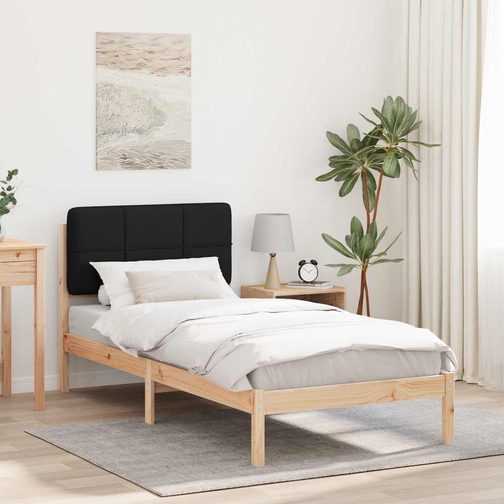 "Schlussverkauf" Einzelbett 1 PLACE - Bettgestell einzel - mit gepolstertem Kopfteil - Schwarz 90x190 cm C3485