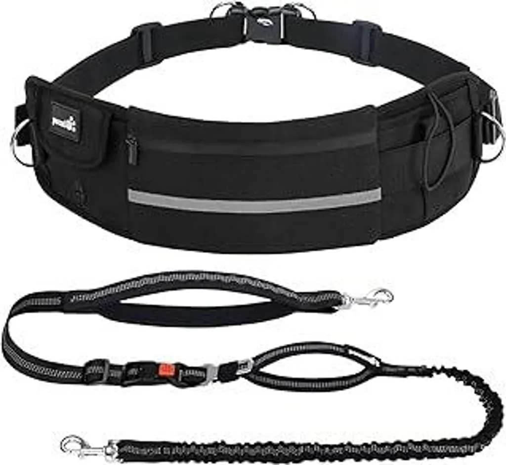 Pecute Guinzaglio da jogging per cani con cintura addominale, cintura da corsa Guinzaglio per cani di taglia grande e media, guinzaglio per cani con marsupio, guinzaglio elastico, guinzaglio per cani a mani libere