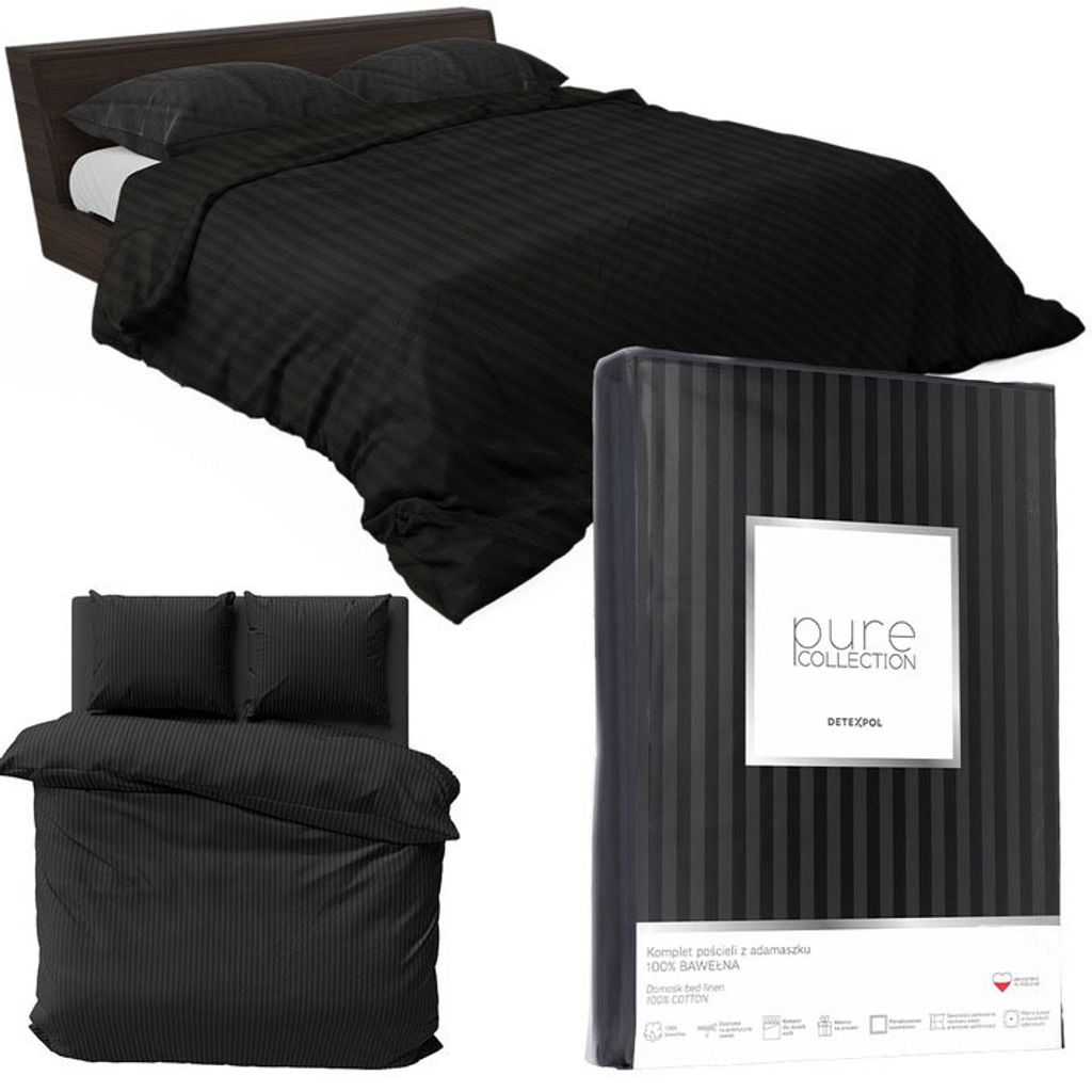Saténové povlečení Deco4Home | 180x200 cm | bavlna | černá Obrázek produktu 