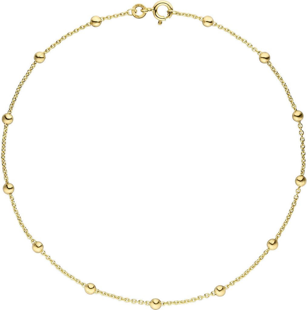 Fußkette Ankerkette mit Kugeln Kugelkette aus 333 Gold Gelbgold 25cm Fußschmuck