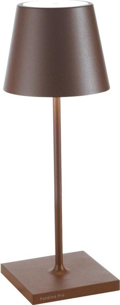 Zafferano Poldina Pro Mini Corten wiederaufladbare und dimmbare LED-Tischleuchte mit einer Akkulaufzeit von bis zu 12 Stunden