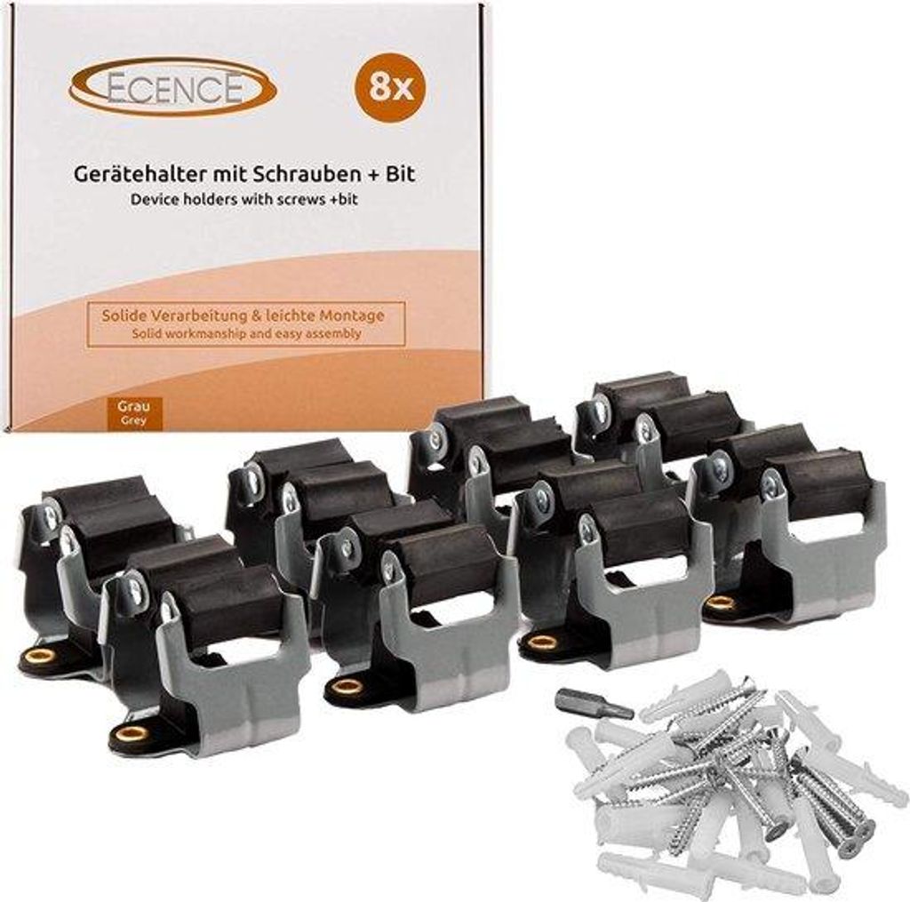 Gartenwerkzeug-Hängevorrichtung - 8-teiliges Set - Wandhalter für Gartenwerkzeuge