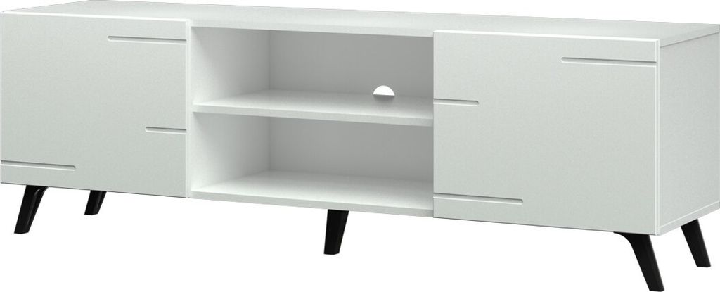 Fernsehschrank Diverse DV2 Sideboard 160x62x42 cm Gefräste Front 2 Türen Tv-Lowboard Weiß/Weiß/Muster 4