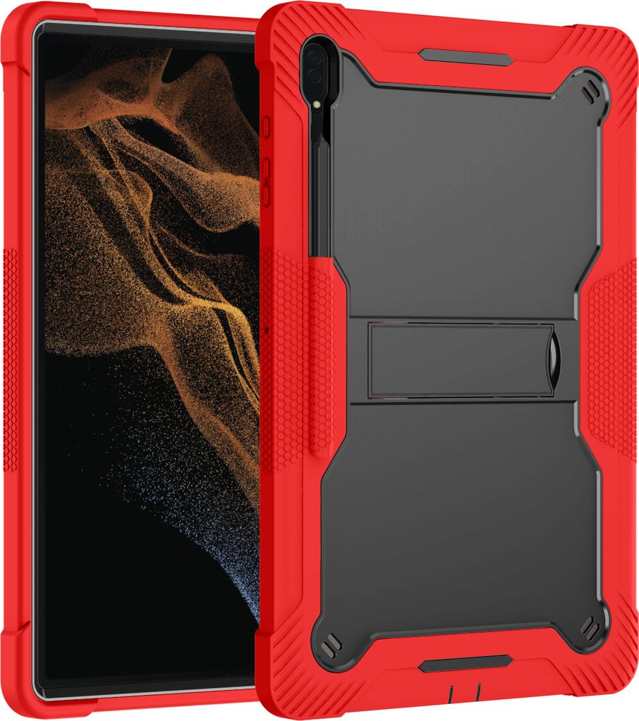 Schutzhülle für Samsung Galaxy Tab S10 Ultra/S9 Ultra/S8 Ultra 14,6 Zoll Robust Hybrid Tablet Hülle mit Ständer Rot