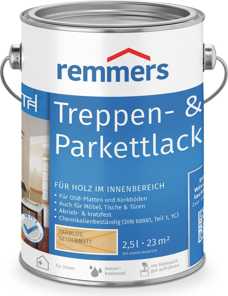 Remmers Treppen- & Parkettlack seidenmatt farblos 2,5 l, Produktbild 