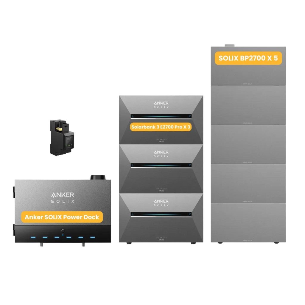 Powerness Balkonkraftwerk Speicher mit Anker Multisystem SOLIX Solarbank Power Dock & 3x Solarbank 3 E2700 Pro, Smart Meter,5x BP2700 Erweiterungsakku