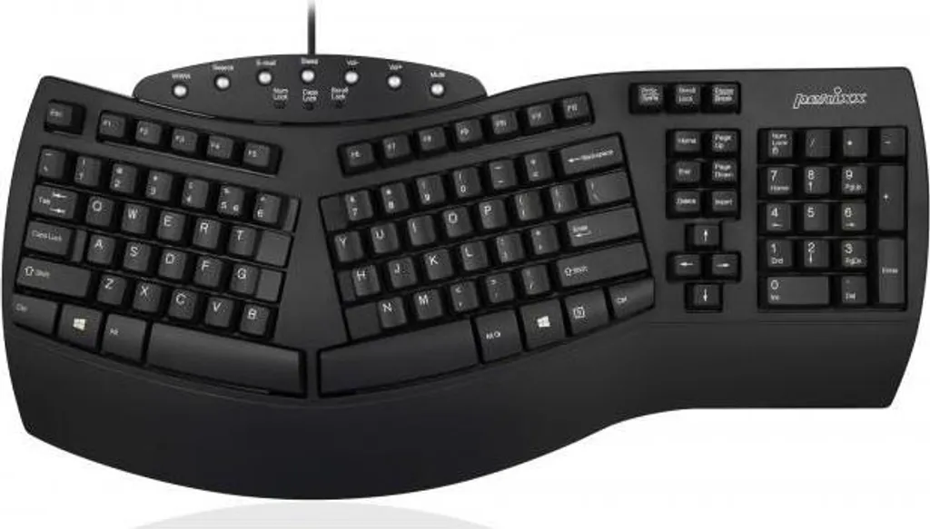 Clavier ergonomique filaire Perixx PERIBOARD-512 noir de bureau