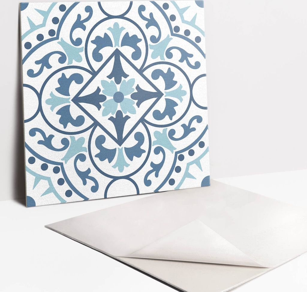 Fliesenaufkleber Set für Bad und Küche - 9 Fliesen Selbstklebend PVC - 30 x 30 - Portugiesische Fliese