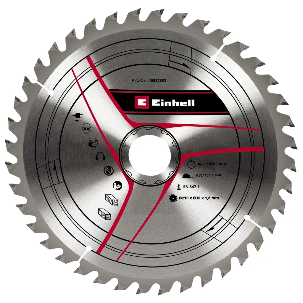 Lama per Legno Einhell 210mm x 30mm - 40 Denti TCT Alta Qualità