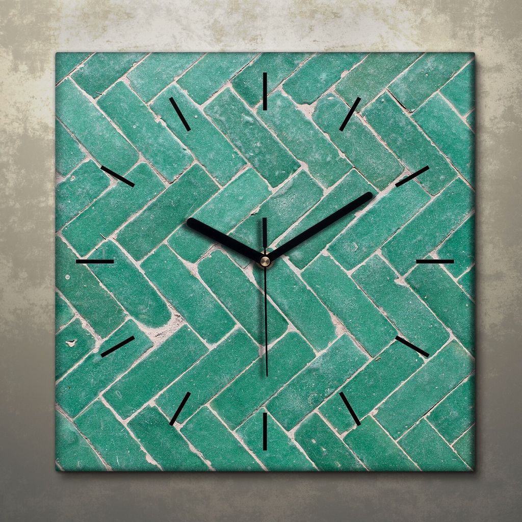Wohnzimmer Leinwand Uhr Geräuschlos Küche 30x30 Kacheln, Abstrakt, Motive, schwarze Zeiger