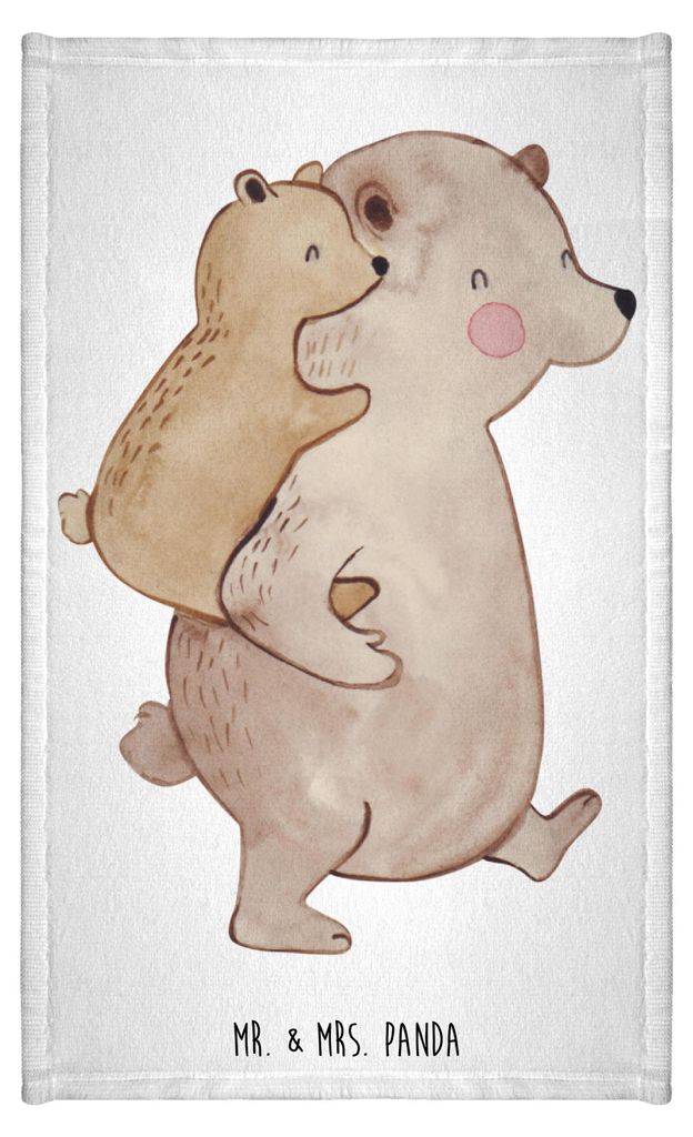 Mr. & Mrs. Panda Handtuch Papa Bär - Weiß - Geschenk, Muttertag, Mini-Handtuch, Vatertag, Geburtstag, badezimmer, Frotteetuch, Klein, Design