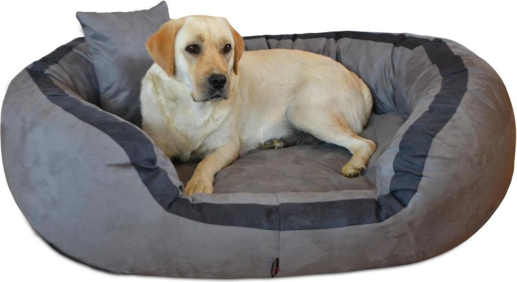 tierlando PEPPER Orthopädisches Hundebett Hundesofa L XL XXL Velours MEGA DICK & WEICH - Größe: 135x100cm | Farbe: 06 Grau