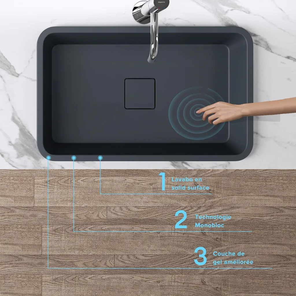 Vasque Anti-Trace Anthracite Mat 53 cm Lavabo à Encastrer Robuste - 2