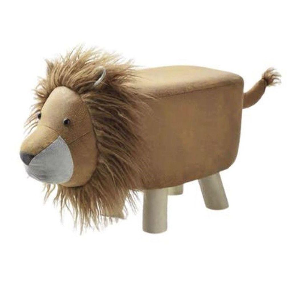 Casa Dolce Polsterhocker LÖWE, braun, 22 x 58 x 26 cm, Gestell aus massivem Kiefernholz, für Kinderzimmer