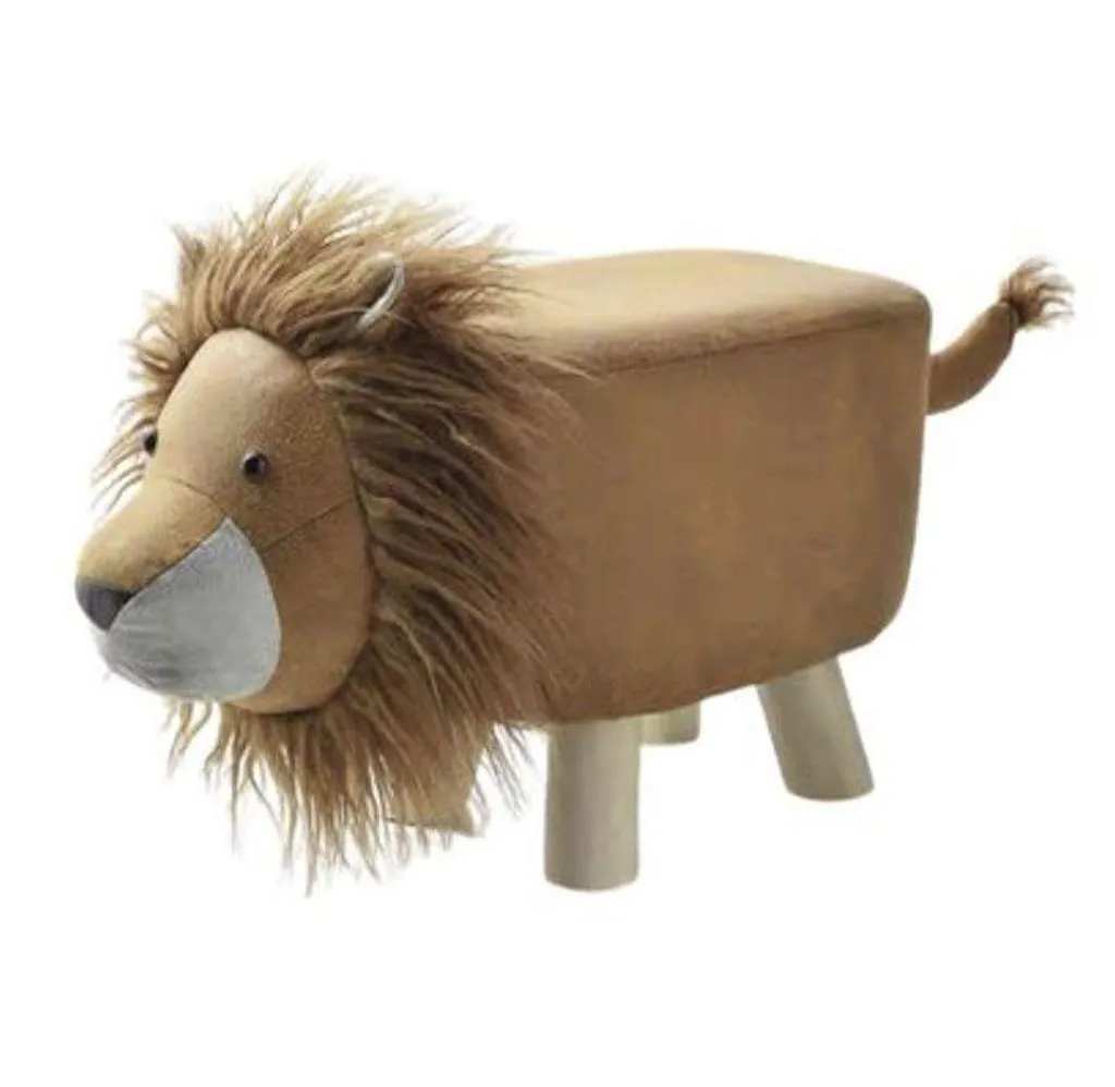 Sgabello Bambini Legno Casa Dolce LÖWE Marrone 58cm Imbottito