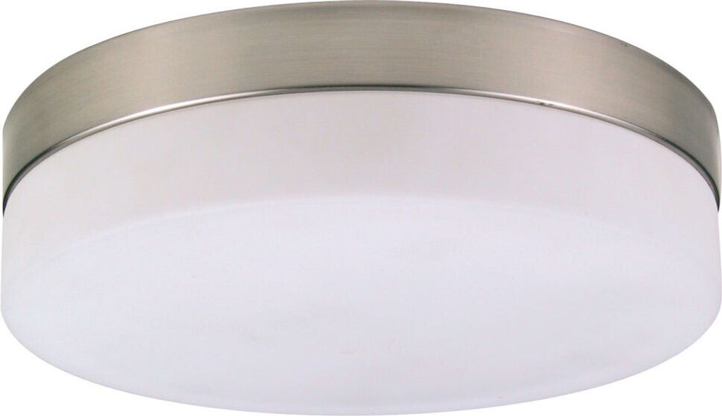 Deckenleuchte, nickel matt, Glas opal, D 24 cm