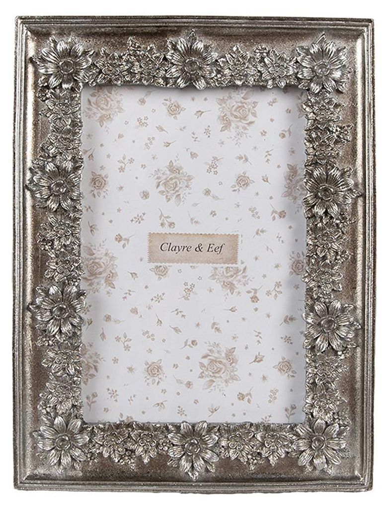 Clayre & Eef Bilderrahmen 10x15 cm Silberfarbig Kunststoff Produktbild 