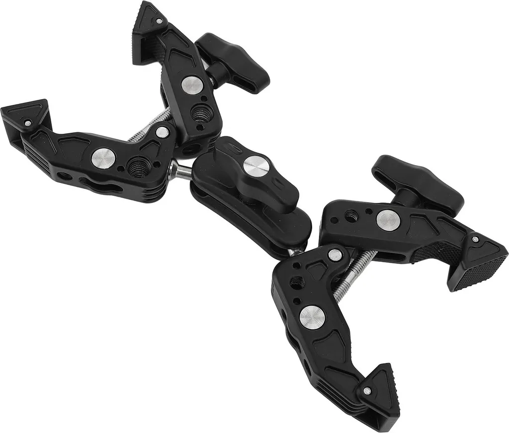 Pince rotule double en aluminium réglable avec vis 1/4 et 3/8 pouce